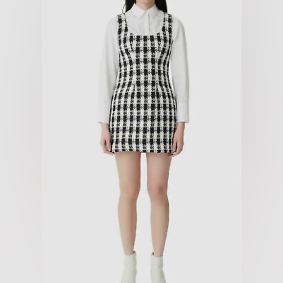 NWT Maje Rocky tweed checked black white dress (102) - Picture 6 of 6